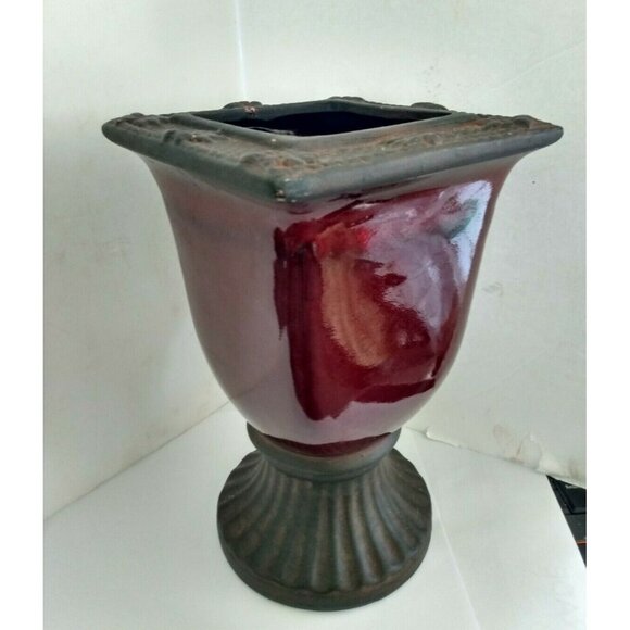 Vintage Pottery Pedastal Vase High Luster & Salt Glaze 8 1/2" Tall Germany - Picture 9 of 10